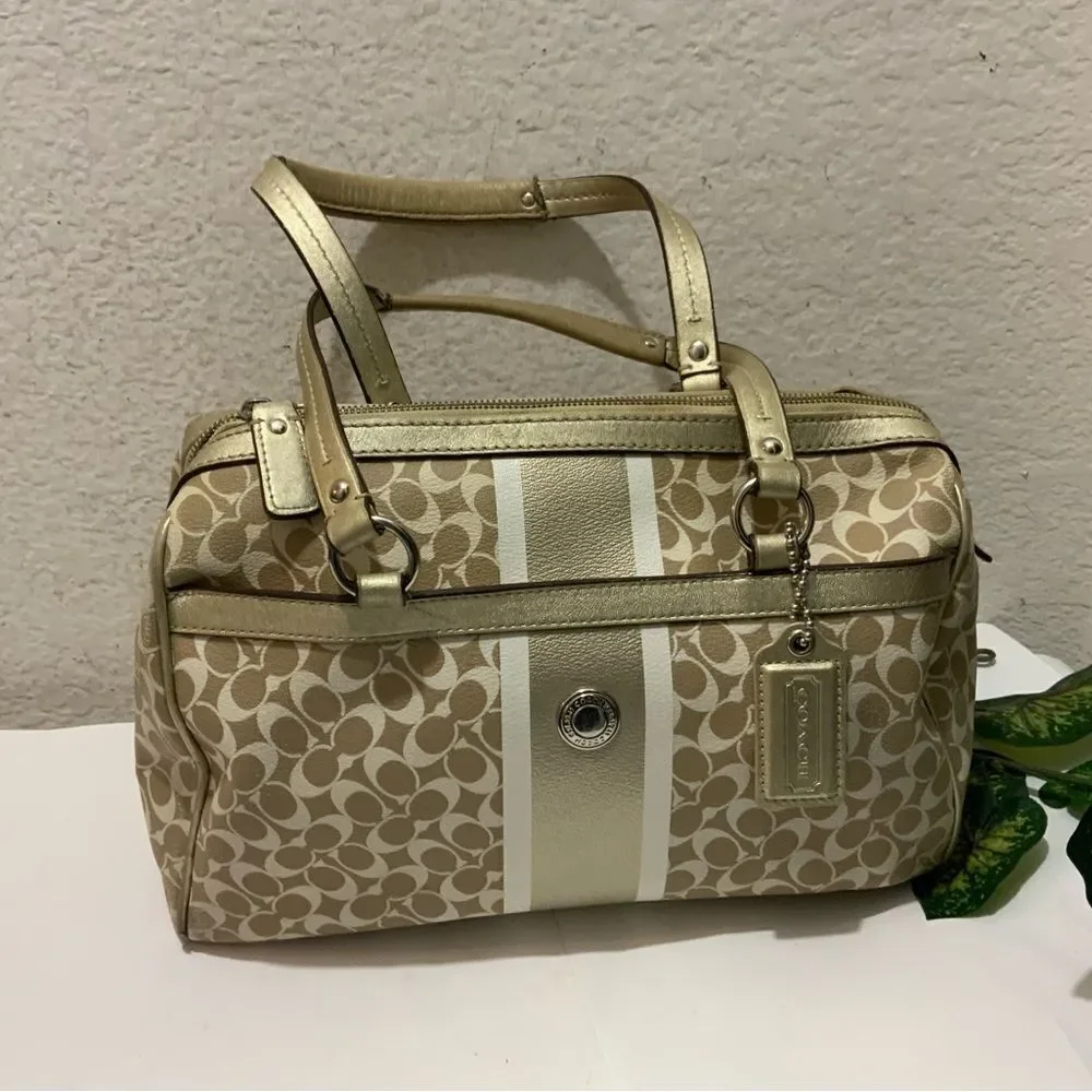 COACH Chelsea Heritage Satchel M1094-F15132 Metallic Tan/Gold, Lavender Lining